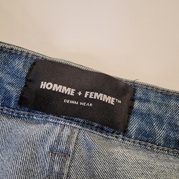 Homme + Femme Men'S Denim Logo Painted Distressed Shorts Size 42 NEW! - Picture 7 of 14